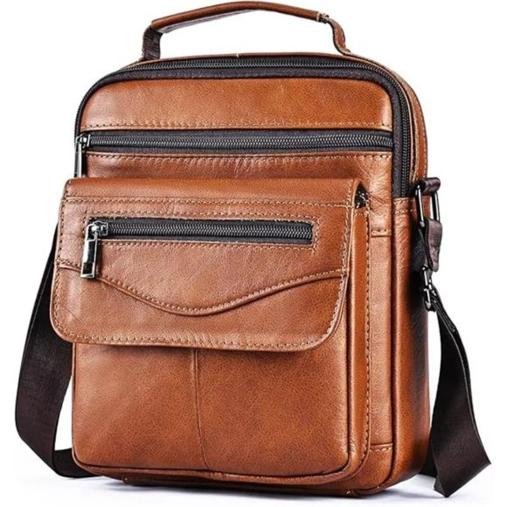 Genuine leather man purse mens crossbody sling bag small messenger